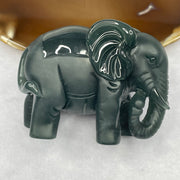 Type A Blueish Green Jade Jadeite Elephant Display - 156.90g 69.2 by 34.8 by 52.9mm - Huangs Jadeite and Jewelry Pte Ltd