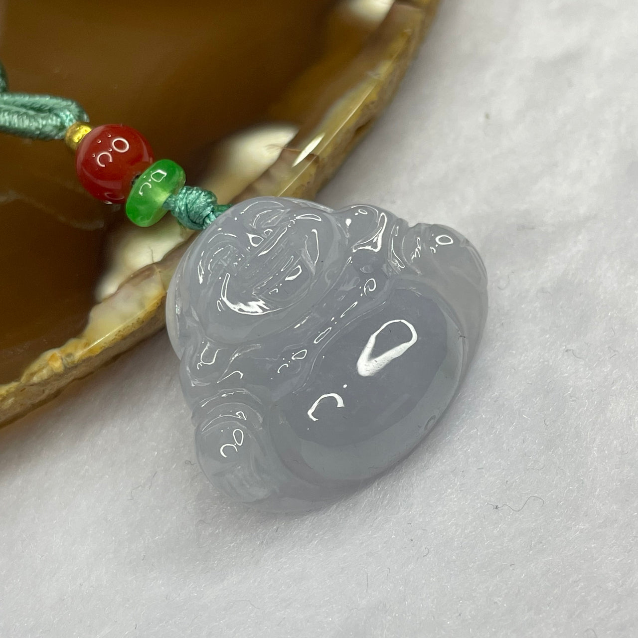 Type A Icy Lavender Milo Buddha Jade Jadeite Pendant - 10.10g 24.5 by 28.5 by 7.3mm - Huangs Jadeite and Jewelry Pte Ltd