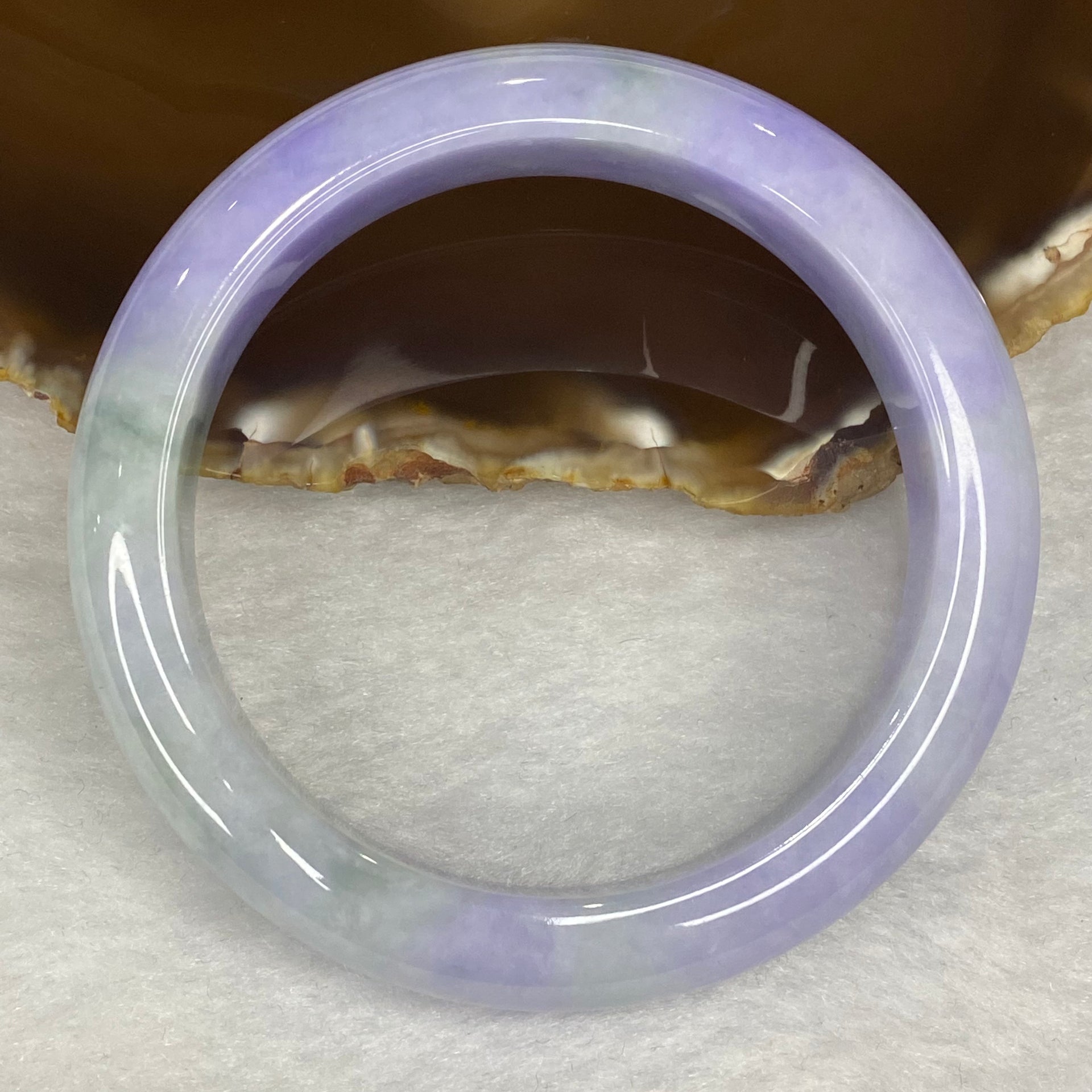 Rare Intense Bright Lavender Jadeite Bangle 80.62g Inner Dia 59.8mm 14.7 by 9.6mm - Huangs Jadeite and Jewelry Pte Ltd