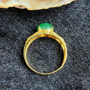 Type A Burmese Imperial Green Jade Jadeite Ring 18k yellow gold - 2.31g 7.8 by 6.1 by 3.3mm Inner diameter 17.2mm US6.75 HK14.5 - Huangs Jadeite and Jewelry Pte Ltd