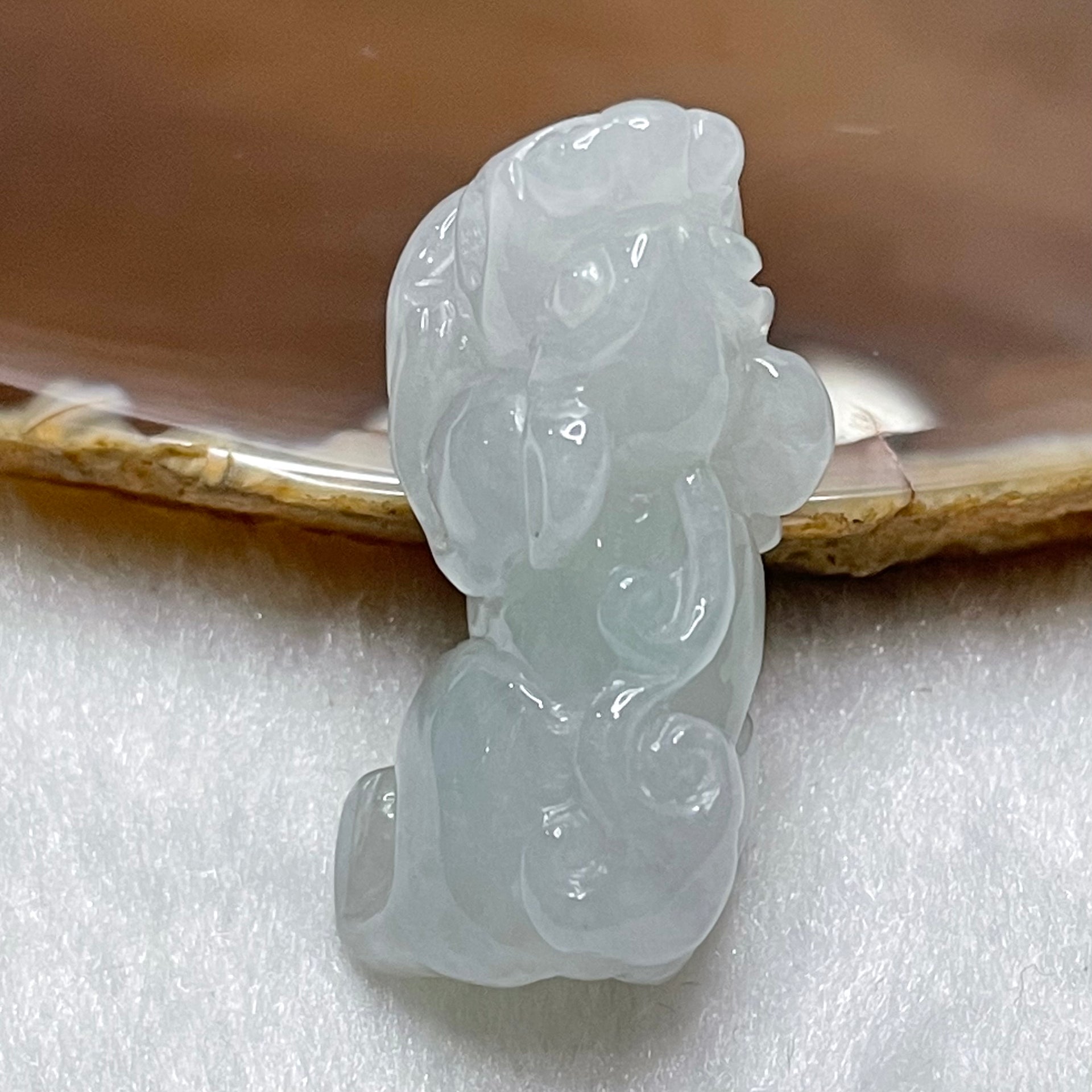 Type A Faint Green Jade Jadeite Pixiu Charm - 13.28g 33.1 by 13.7 by 15.1mm - Huangs Jadeite and Jewelry Pte Ltd