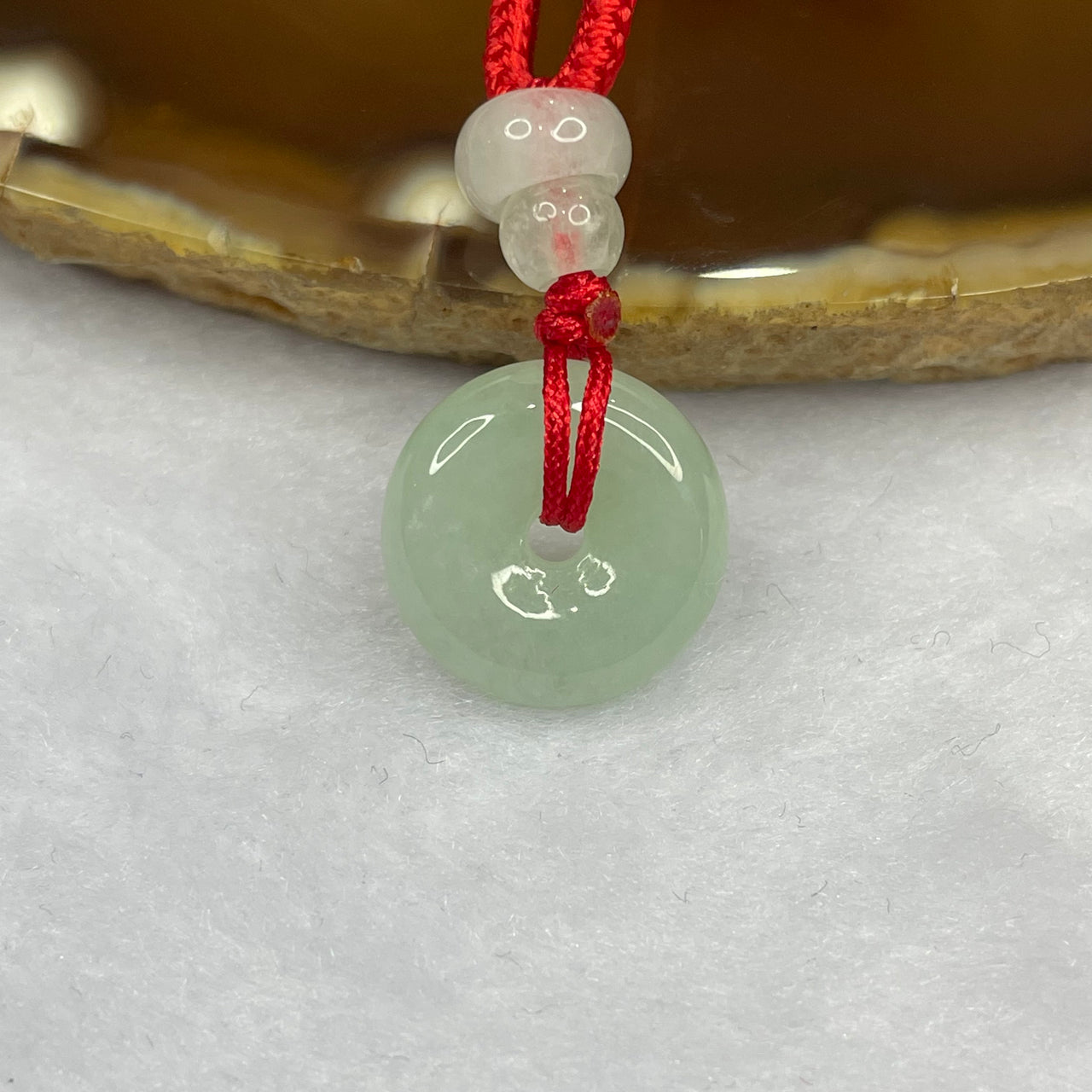 Type A Light Green Jade Jadeite Ping An Kou Pendant - 5.00g 14.9 by 14.9 by 5.3 mm - Huangs Jadeite and Jewelry Pte Ltd