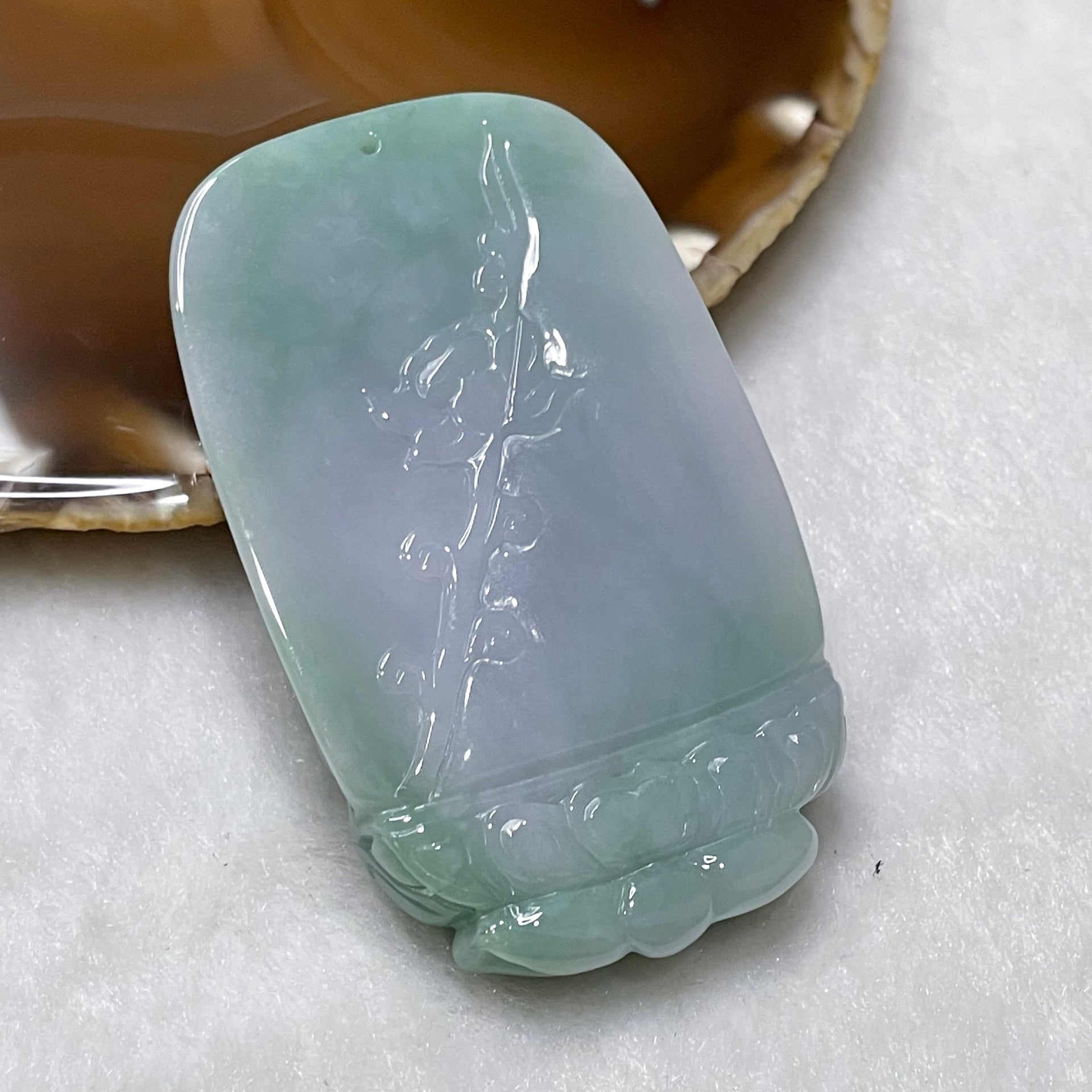 Type A Lavender & Green Jade Jadeite Buddha 72.32g 66.8 by 40.3 by 13.2mm - Huangs Jadeite and Jewelry Pte Ltd