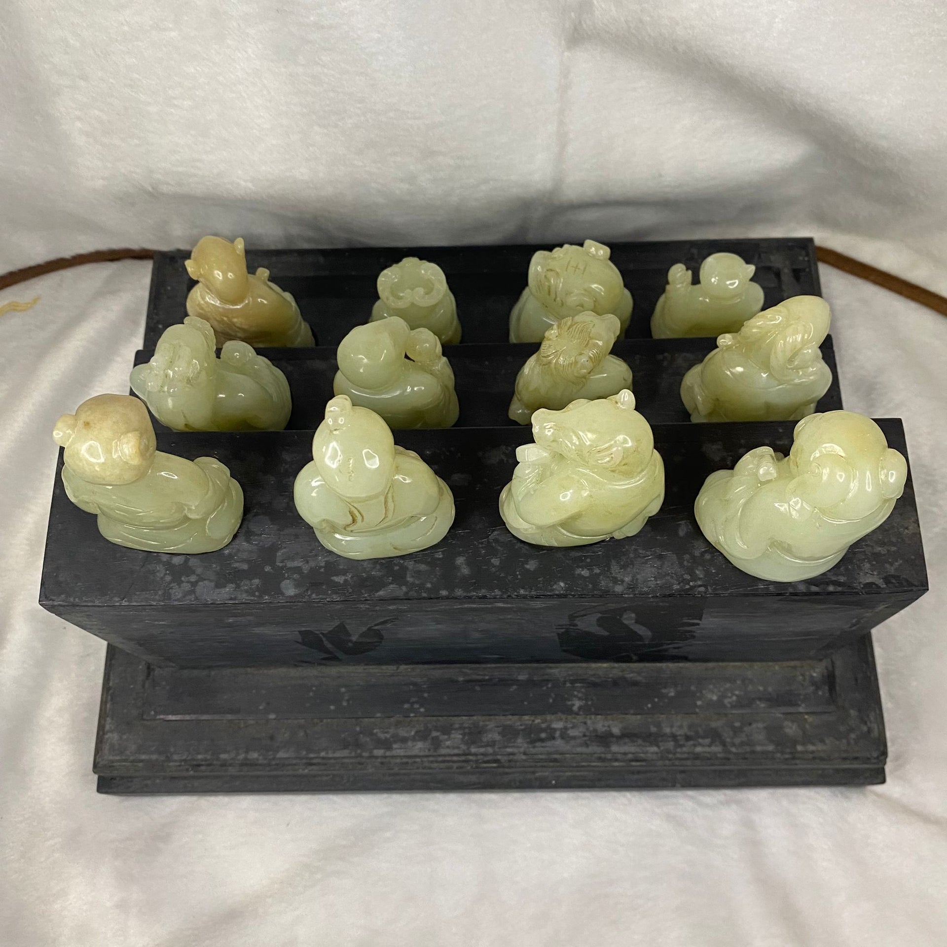 Rare Antique Natural Nephrite 12 Zodiac each about 164.5g H69.6 by L47.6 by B36.4mm Total 5,475g H26.4 by L33.5 by B26.0mm - Huangs Jadeite and Jewelry Pte Ltd