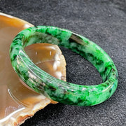 Type A Burmese Jade Jadeite Intense Green Bangle - 46.92g inner Diameter 57.2mm thickness 13.4mm - Huangs Jadeite and Jewelry Pte Ltd