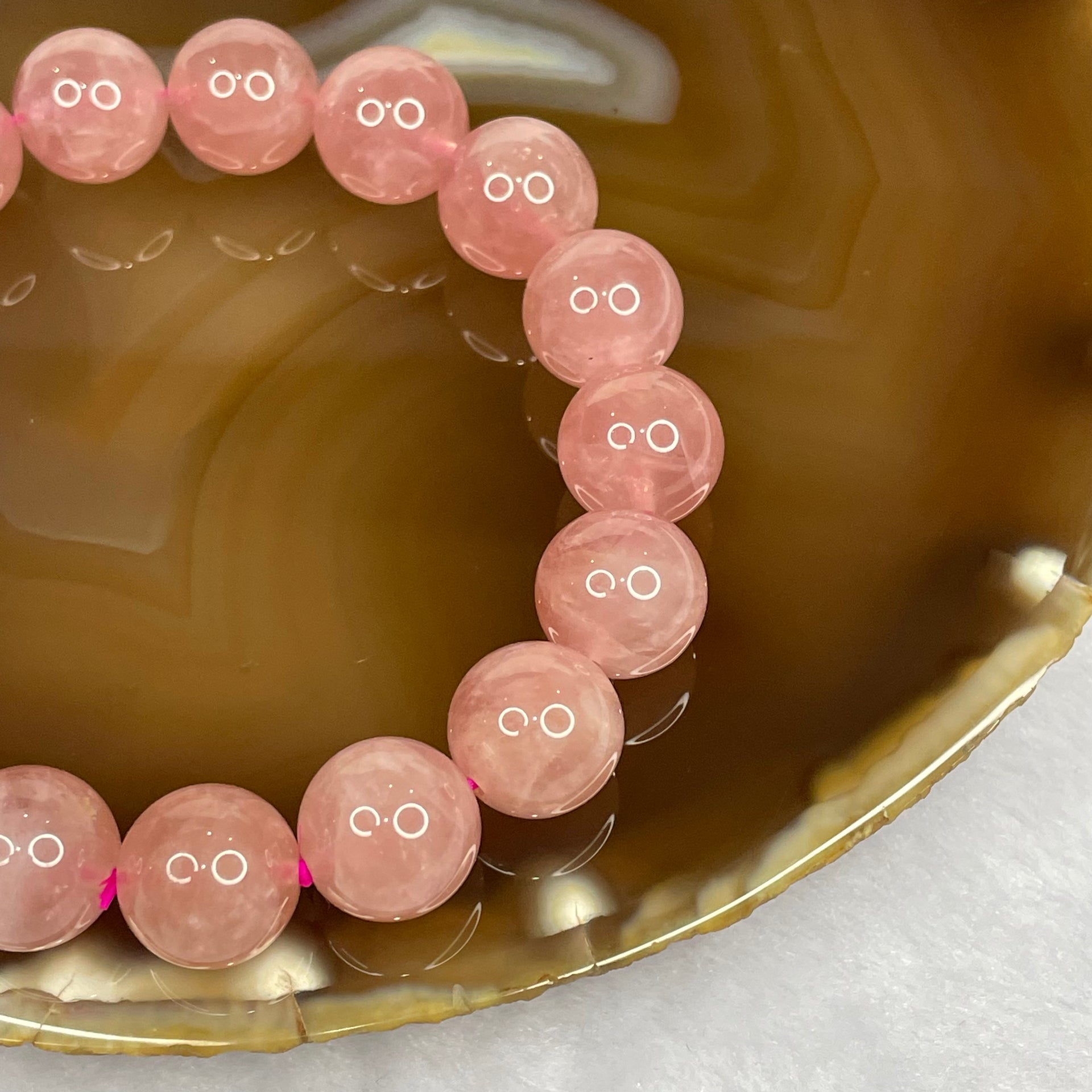 Natural Rose Quartz Bracelet - 42.09g 12.2mm/bead 17 Beads - Huangs Jadeite and Jewelry Pte Ltd