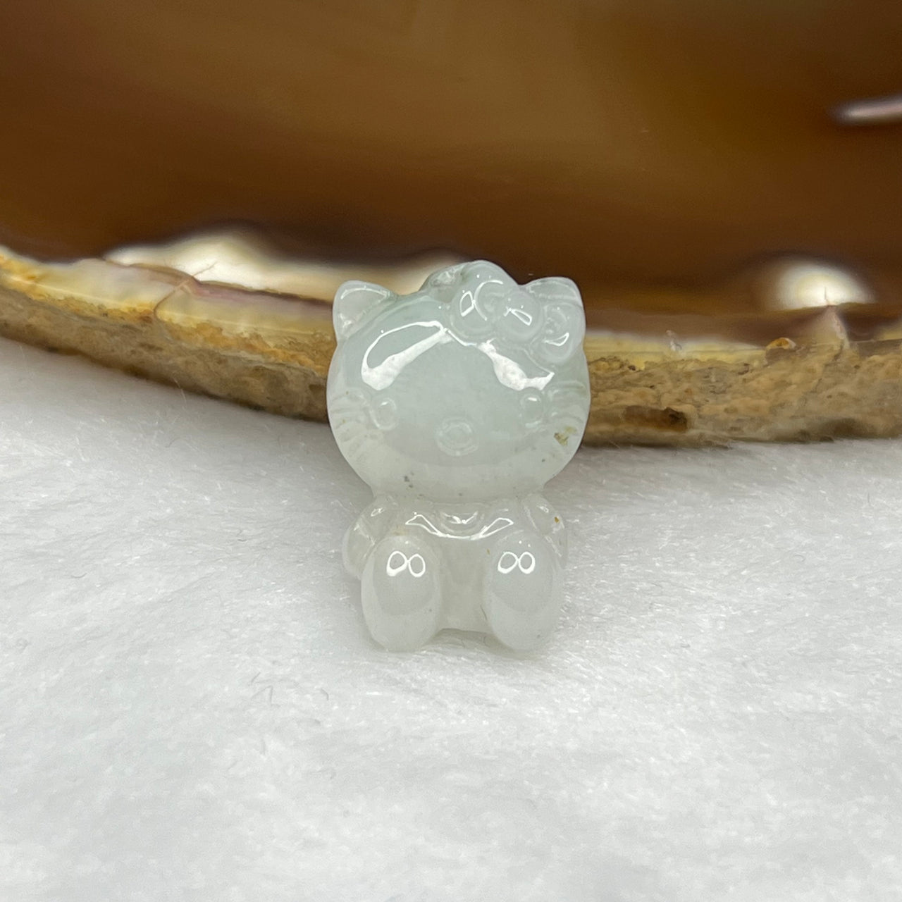 Type A Green Jade Jadeite Hello Kitty 3.48g 20.6 by 13.9 by 6.1mm - Huangs Jadeite and Jewelry Pte Ltd