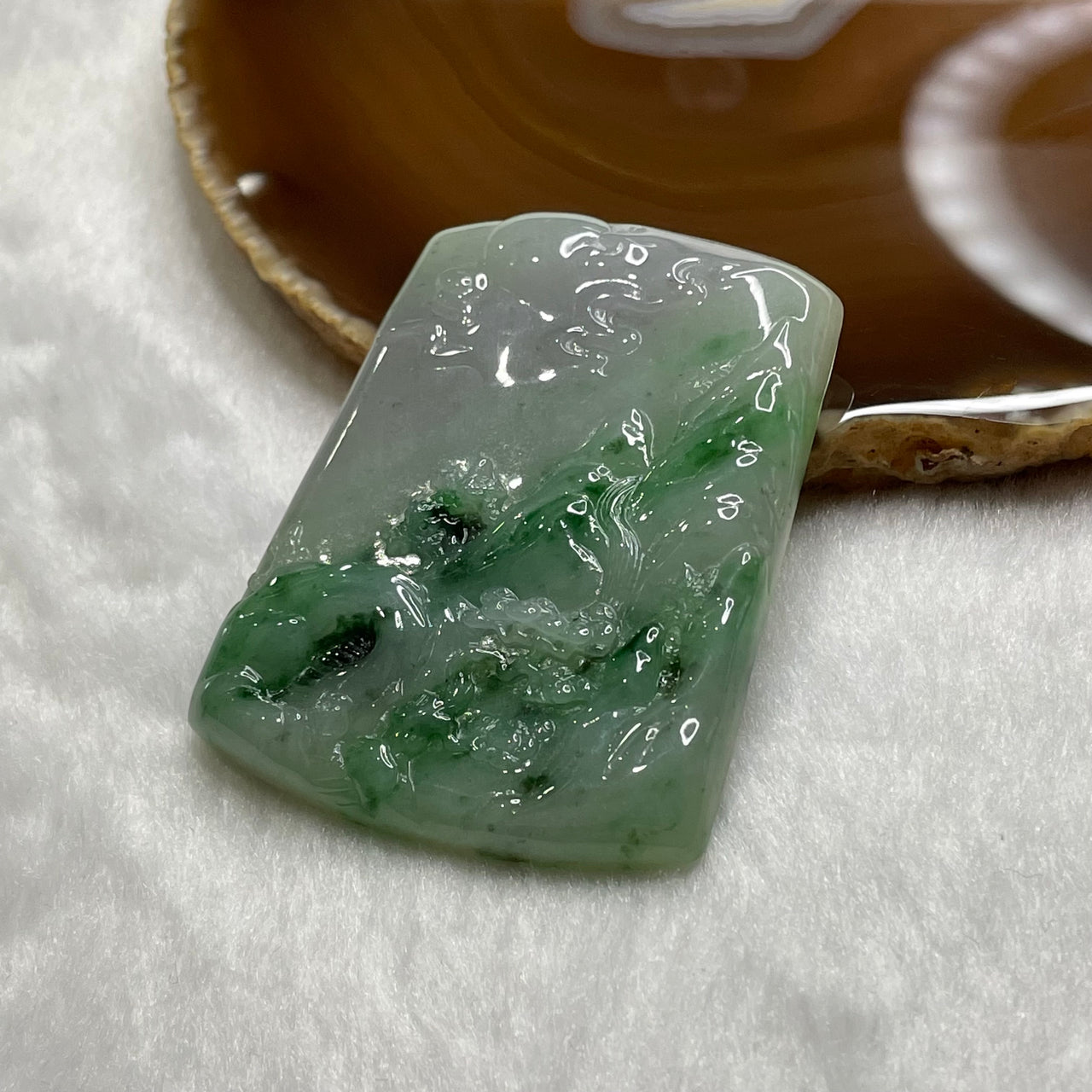 Type A Semi Icy Shan Shui Jade Jadeite 42.86g 56.4 by 44.5 by 7.8mm - Huangs Jadeite and Jewelry Pte Ltd