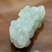 Type A Faint Green Pixiu with Ruyi Jade Jadeite Pendant - 22.84g 41.9 by 20.7 by 14.6mm - Huangs Jadeite and Jewelry Pte Ltd