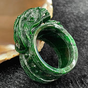 Rare Type A Burmese Jade Jadeite Old Mine Dragon Thumb Ring - 15.56g 37.5 by 15.8 by 28.2mm US 12 HK27 inner diameter 21.6mm - Huangs Jadeite and Jewelry Pte Ltd