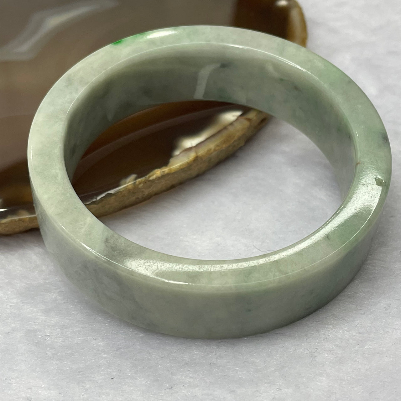 Type A Green Jadeite Bangle 84.80g inner diameter 57.8mm 17.0 by 7.6mm - Huangs Jadeite and Jewelry Pte Ltd