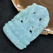 Rare Type A Burmese Sky Blue Jade Jadeite Guan Yin Pendant - 61.37g 68.3 by 43.8 by 11.5mm - Huangs Jadeite and Jewelry Pte Ltd