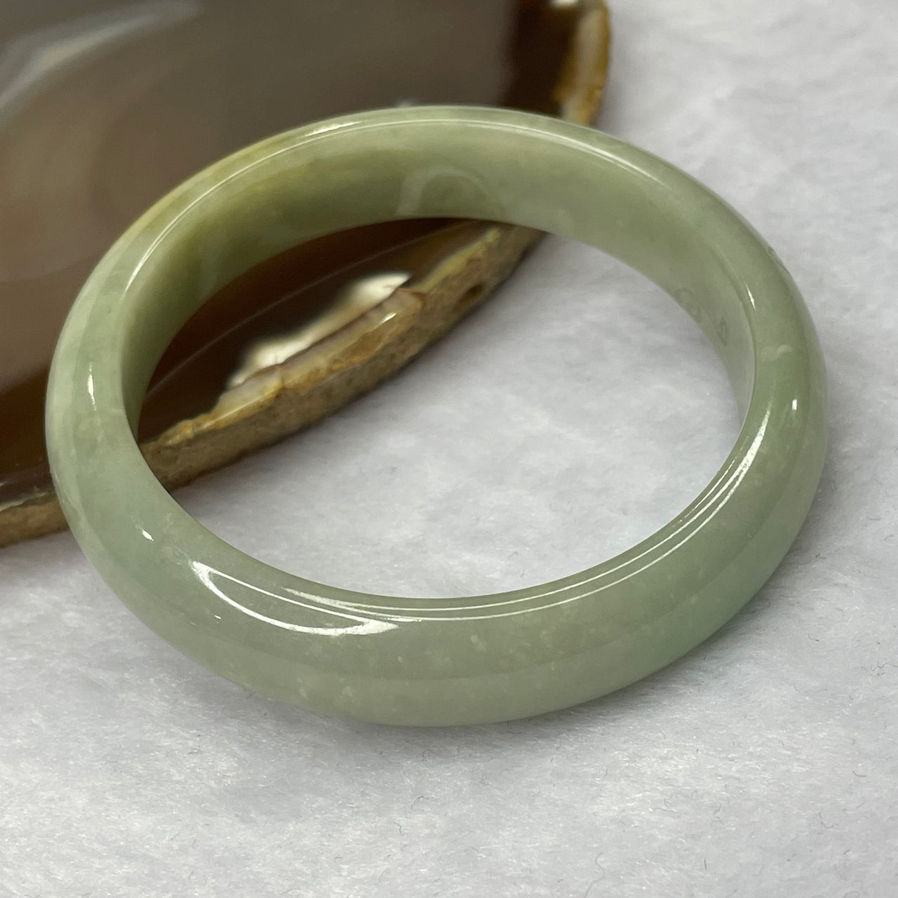 Type A Green and Yellow Jadeite Bangle 48.79g inner diameter 56.2mm 12.6 by 7.5mm - Huangs Jadeite and Jewelry Pte Ltd