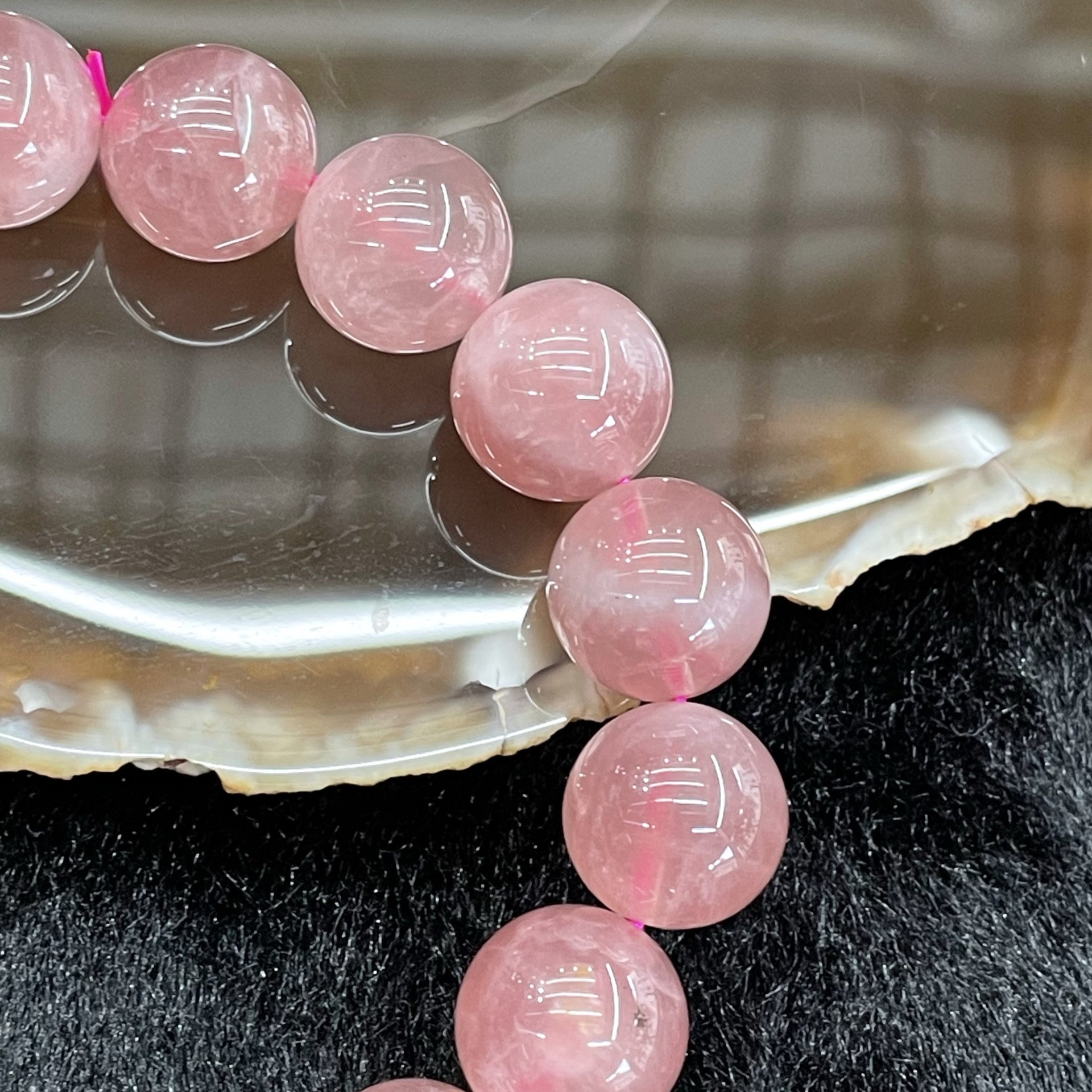 Natural Rose Quartz 玫瑰石英 Bracelet - 17 beads 47.85g 12.9mm/bead - Huangs Jadeite and Jewelry Pte Ltd