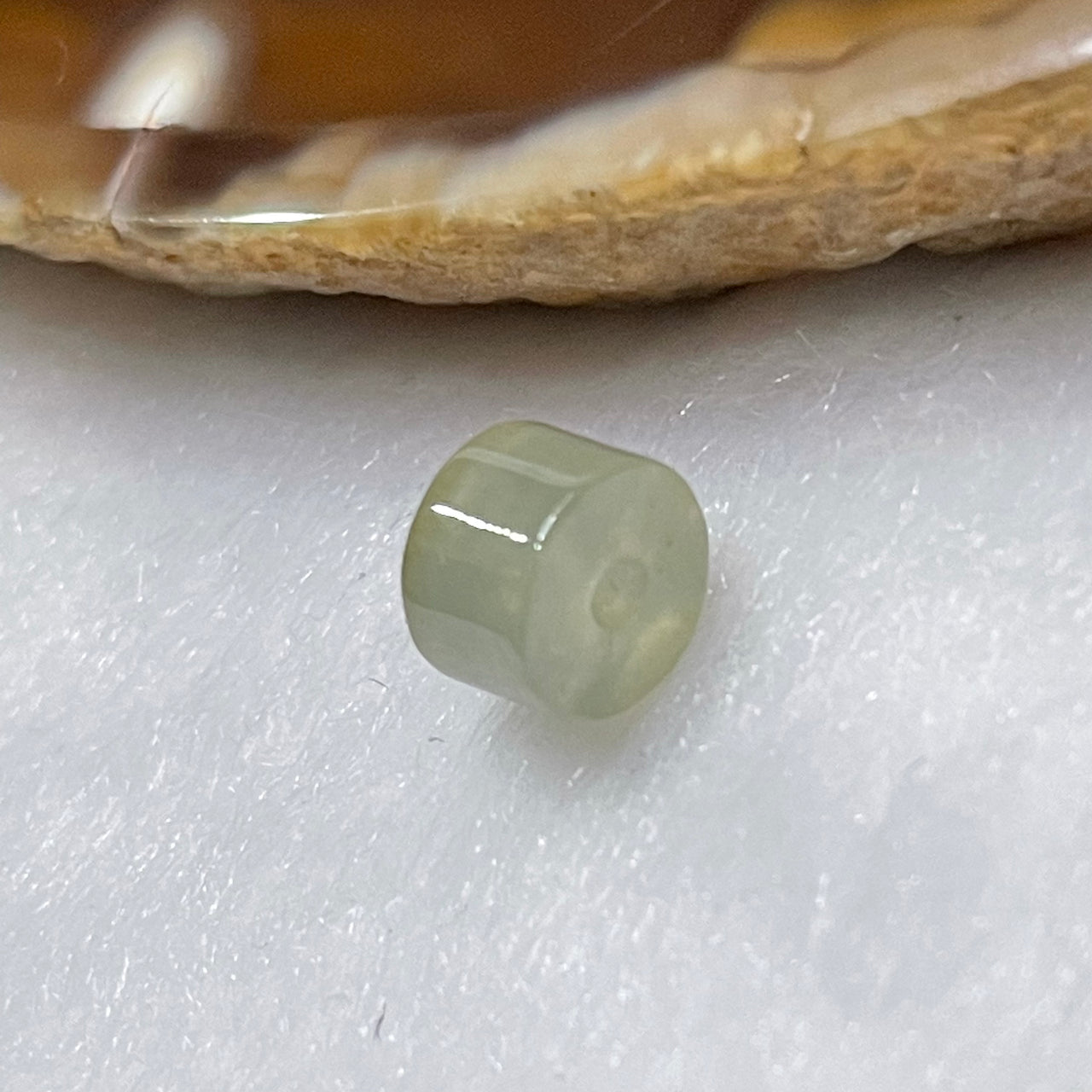 Type A Semi Icy Jade Jadeite Barrel/Bead 0.65g 7.2 by 7.2 by 5.0mm - Huangs Jadeite and Jewelry Pte Ltd