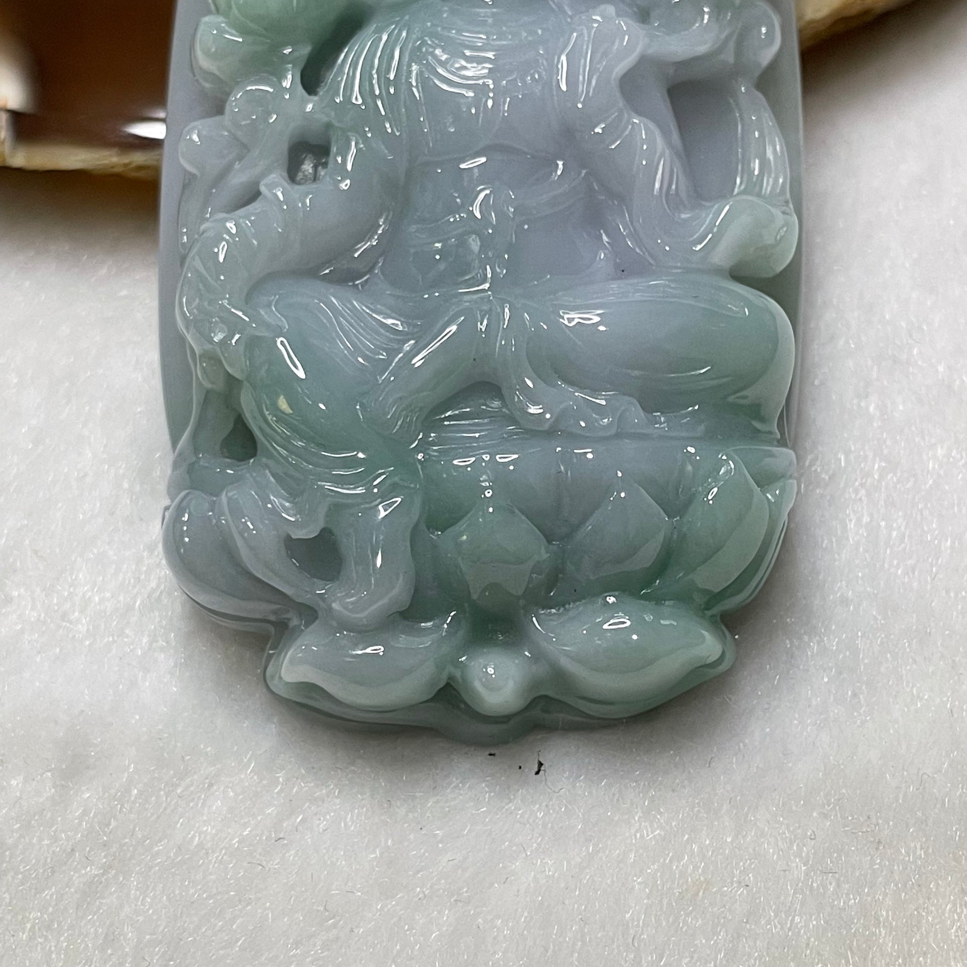 Type A Lavender & Green Jade Jadeite Buddha 72.32g 66.8 by 40.3 by 13.2mm - Huangs Jadeite and Jewelry Pte Ltd