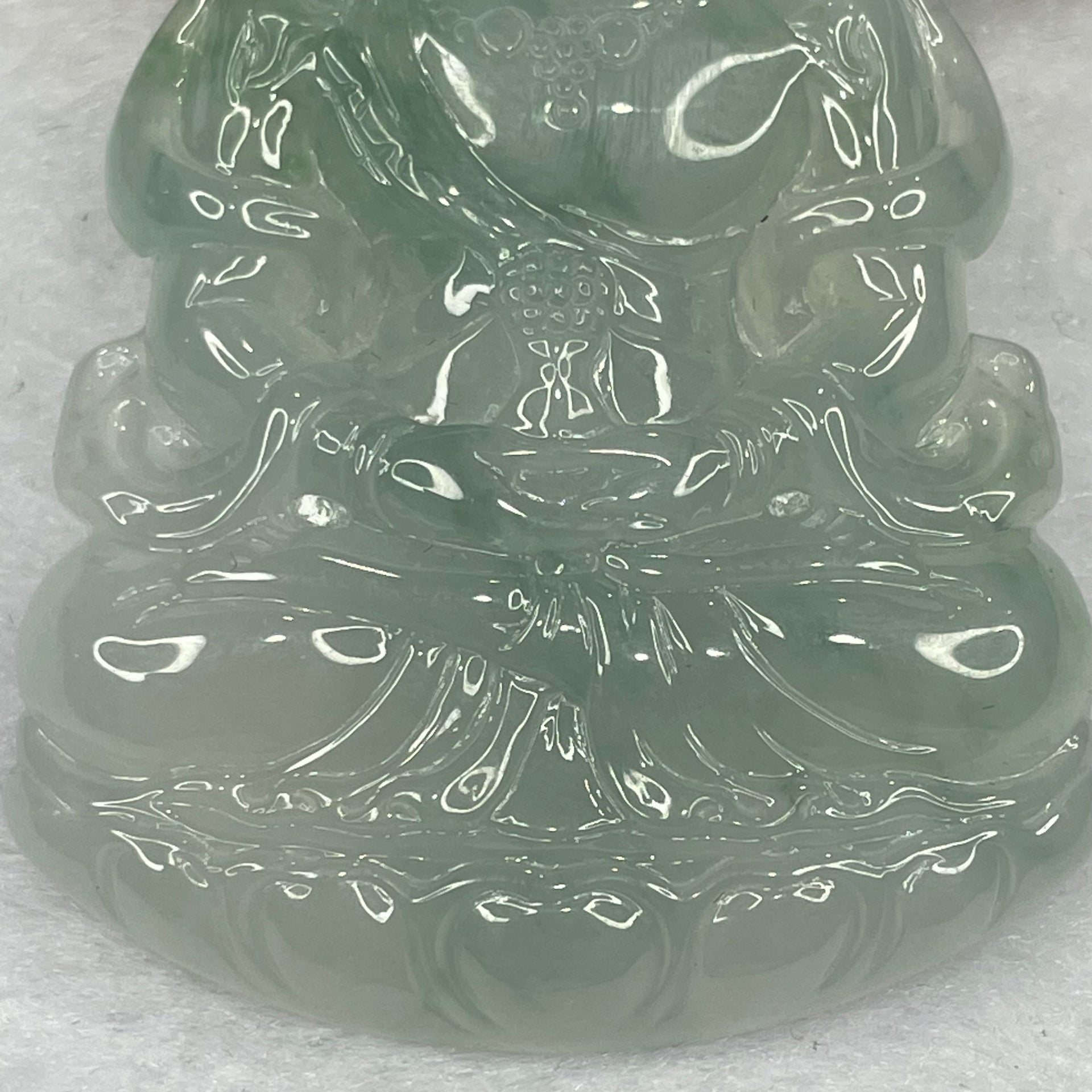 HIGH QUALITY Type A High Icy Green Piao Hua Tibetan Bodhisattva Jade Jadeite Pendant - 22.77g 56.2 by 38.1 by 6.0mm - Huangs Jadeite and Jewelry Pte Ltd