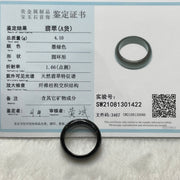 Type A Black Jade Jadeite Ring 4.1g US10.5 HK23.5 Inner Diameter 20.3mm Thickness 7.3 by 3.1mm - Huangs Jadeite and Jewelry Pte Ltd