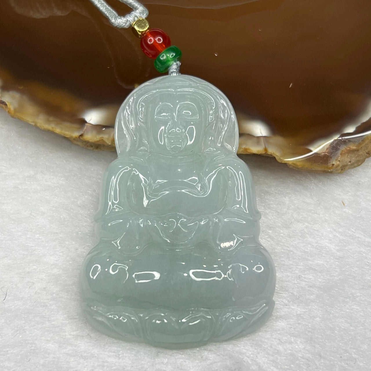 Type A Green Guan Yin Jade Jadeite Pendant 23.73g 52.7 by 36.4 by 7.0 mm - Huangs Jadeite and Jewelry Pte Ltd