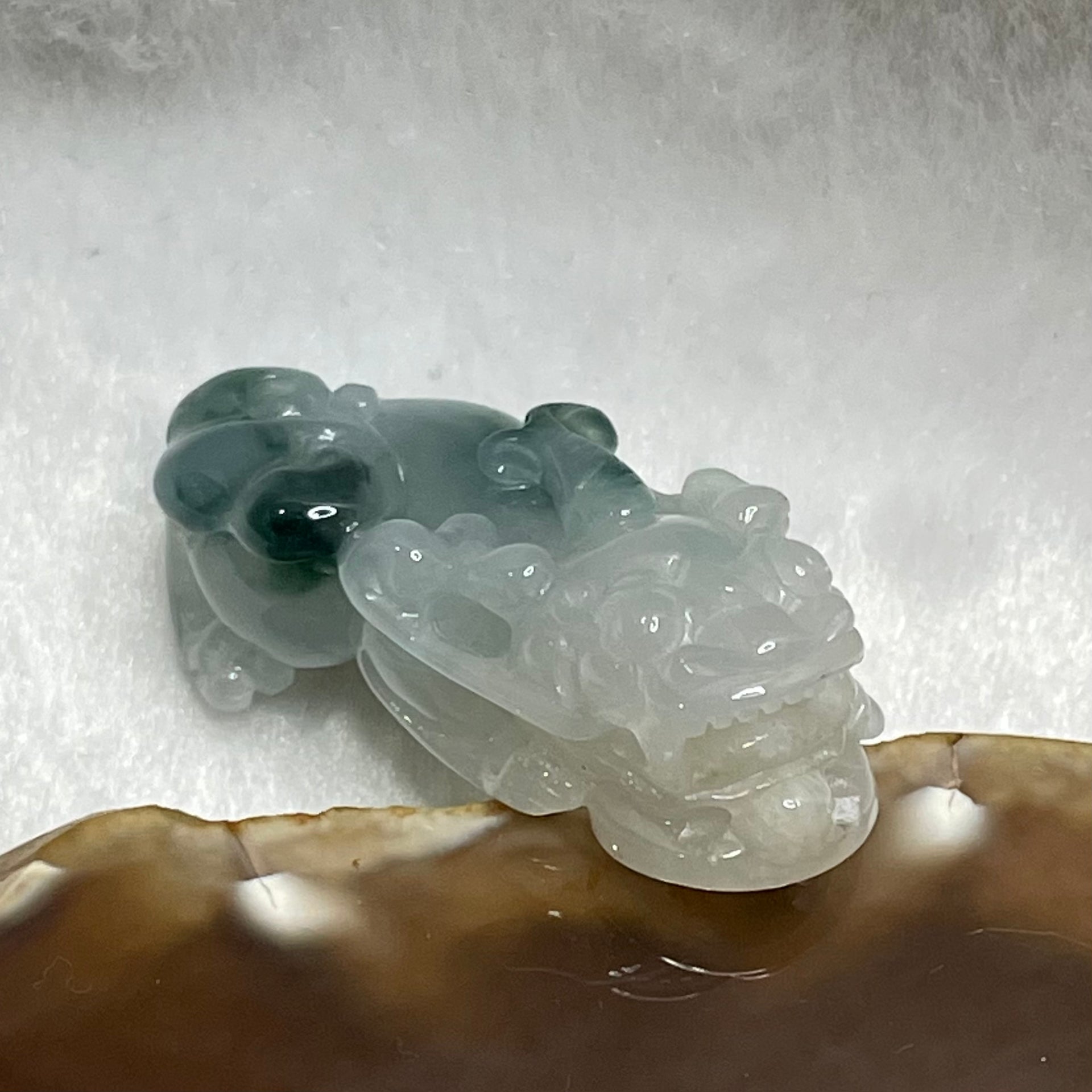 Type A Faint Green with Green Piao Hua Jade Jadeite Pixiu & Ruyi Charm - 21.77g 41.7 by 18.7 by 14.6mm - Huangs Jadeite and Jewelry Pte Ltd