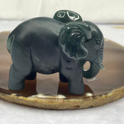 Type A Blueish Green Jade Jadeite Elephant Display - 156.60g 64.6 by 35.1 by 51.8mm - Huangs Jadeite and Jewelry Pte Ltd