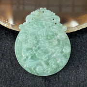 Type A Burmese Apple Green Jade Jadeite Dragon Phoenix Pendant - 36.62g 51.4 by 41.6 by 5.1mm each - Huangs Jadeite and Jewelry Pte Ltd