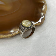 Natural Golden Rutilated Quartz 925 Silver Ring US 9 HK 20 6.6g 17.2 by 11.7 by 6.8mm - Huangs Jadeite and Jewelry Pte Ltd