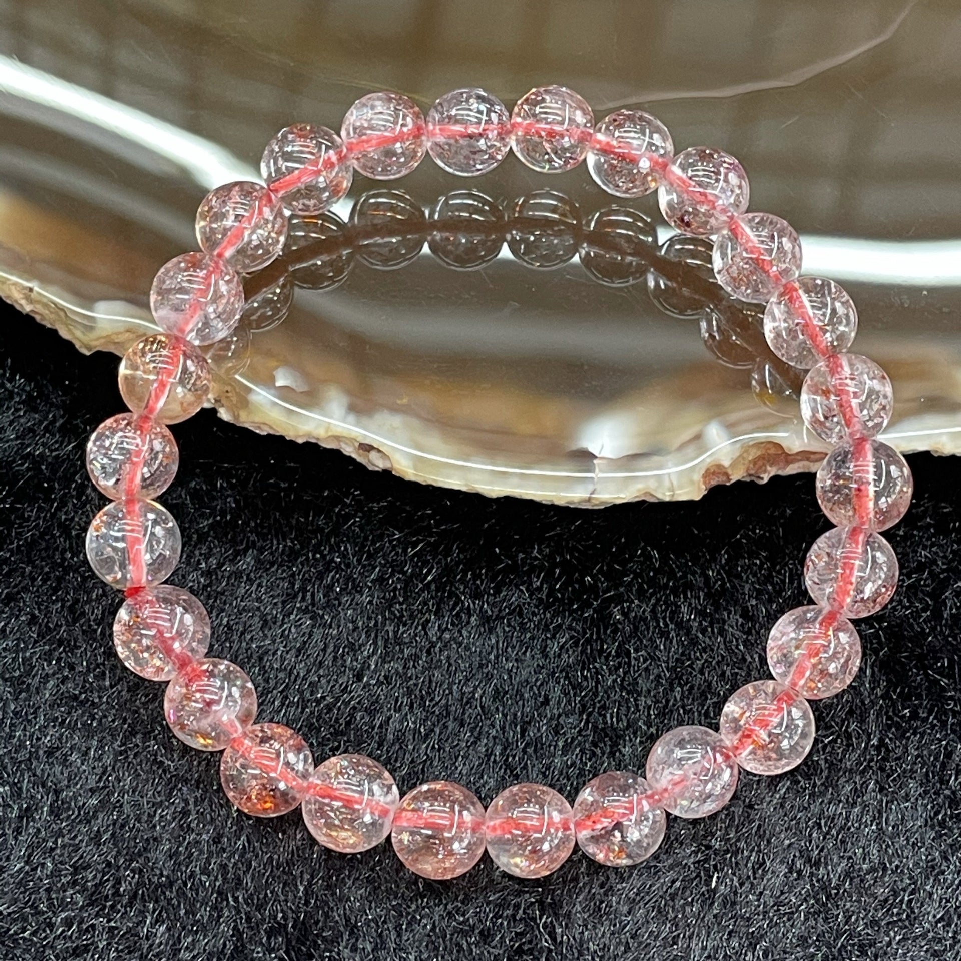 Natural Strawberry Quartz 草莓晶 Crystal - 26 beads 13.32g 7.4mm/bead - Huangs Jadeite and Jewelry Pte Ltd