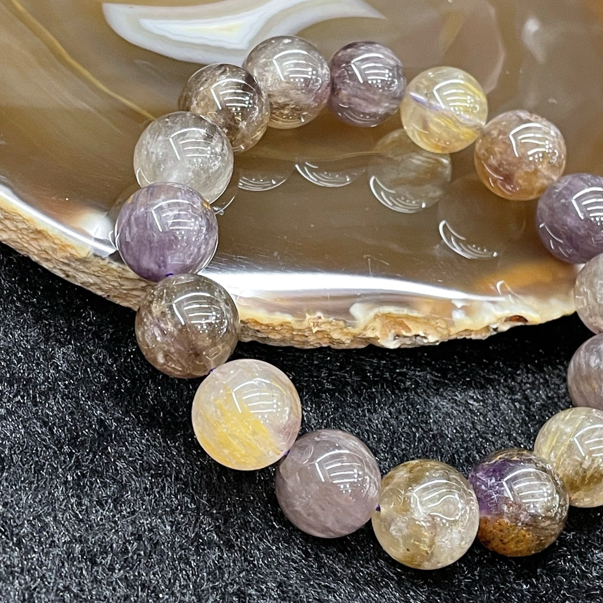 Natural Purple Titanium 紫钛晶 Bracelet 16 beads - 55.21g 13.4mm/bead - Huangs Jadeite and Jewelry Pte Ltd