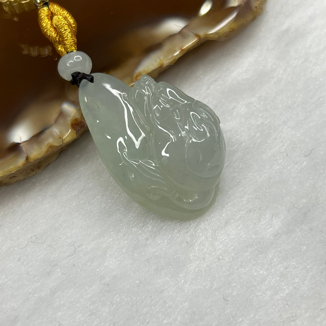 Type A Semi Icy Green Jade Jadeite Dragon Tortoise Pendant 10.58g 29.2 by 19.5 by 11.9 mm - Huangs Jadeite and Jewelry Pte Ltd