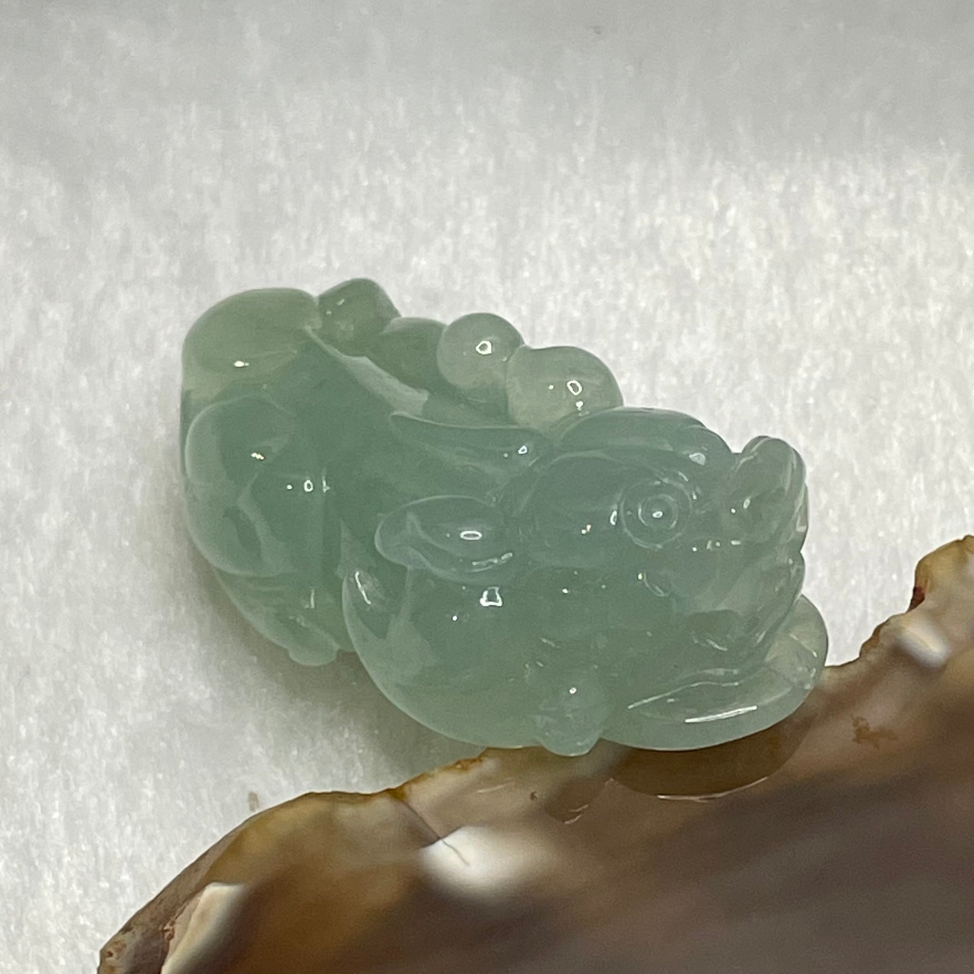 Type A Light Green Jade Jadeite Pixiu Charm - 15.43g 36.0 by 18.7 by 12.2mm - Huangs Jadeite and Jewelry Pte Ltd