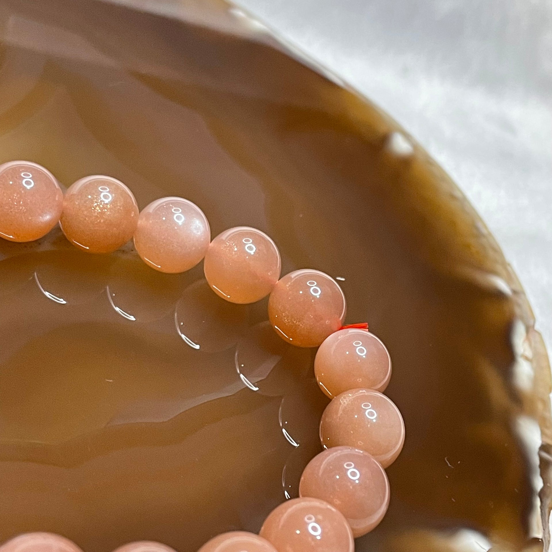 Natural Sunstone Crystal Bracelet 太阳石 27.41g 10.3mm/bead 19 beads - Huangs Jadeite and Jewelry Pte Ltd