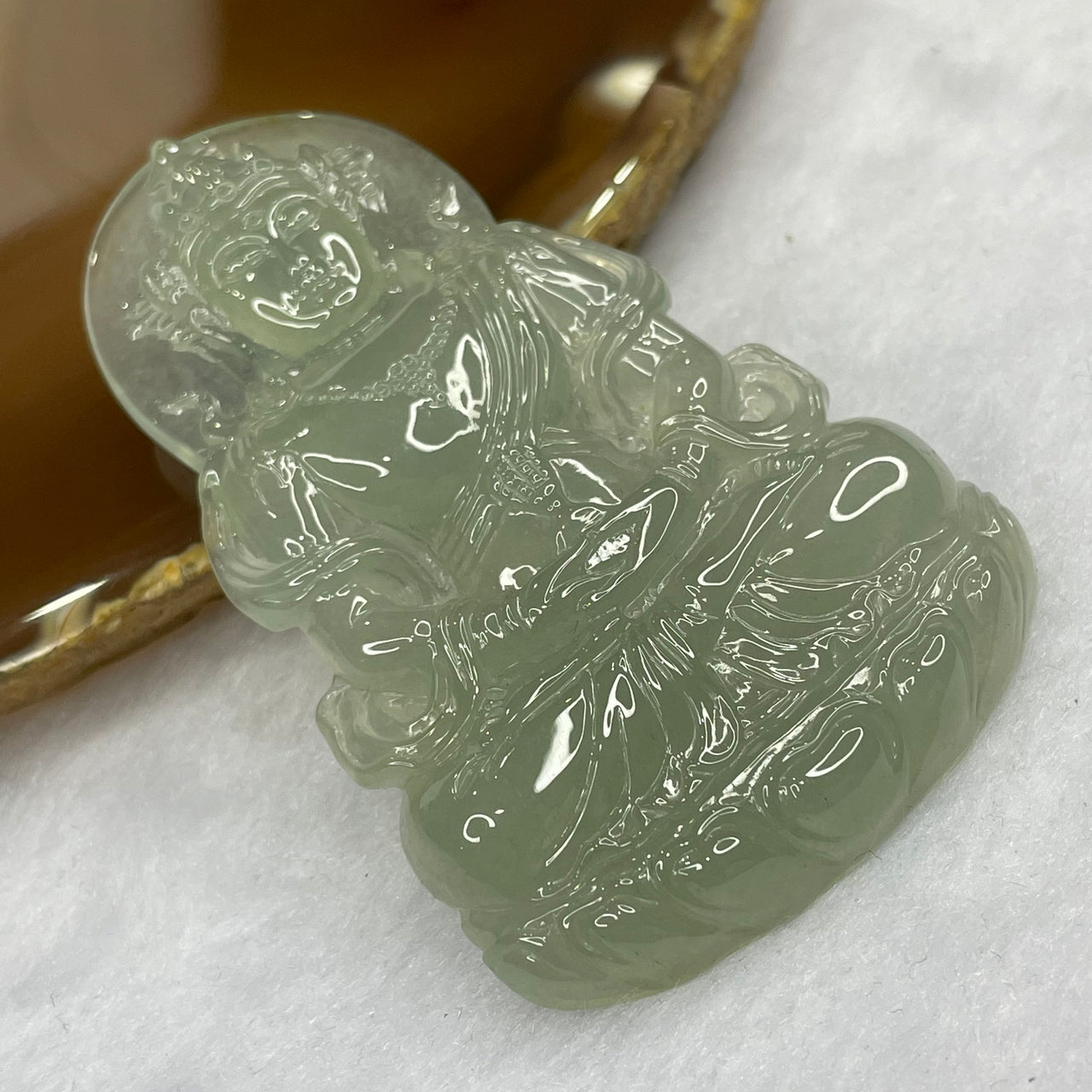 HIGH QUALITY Type A High Icy Green Tibetan Bodhisattva Jade Jadeite Pendant - 27.05g 63.5 by 39.7 by 6.3mm - Huangs Jadeite and Jewelry Pte Ltd