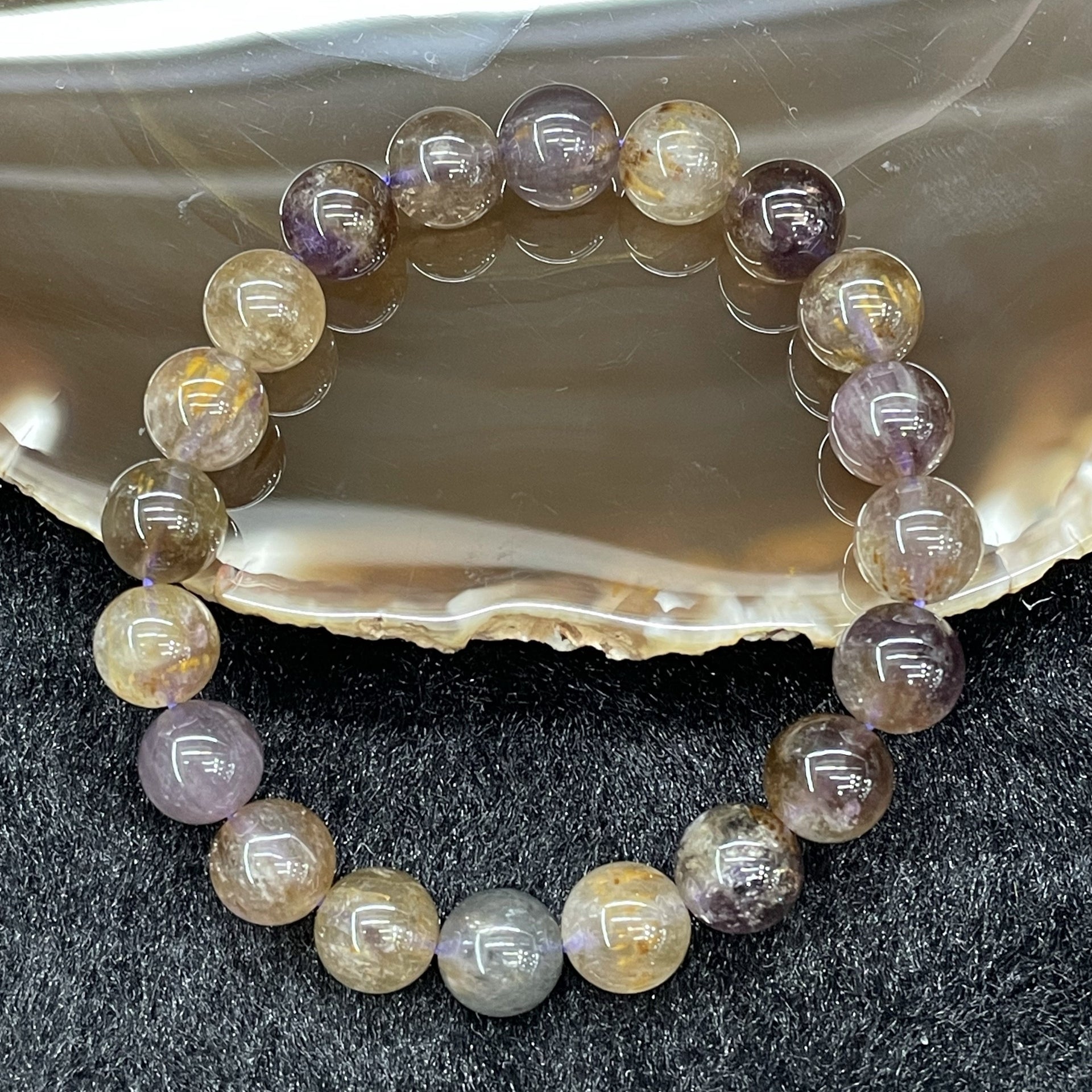 Natural Purple Titanium 紫钛晶 Bracelet 20 beads - 25.17g 9.9mm/bead - Huangs Jadeite and Jewelry Pte Ltd