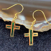 Type A Burmese Jade Jadeite Cross earrings 18k gold - 1.24g each about 13.1 by 10.1 by 1.4mm - Huangs Jadeite and Jewelry Pte Ltd