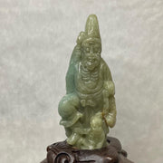 Type A Yellow Green Jadeite Hei Bai Wu Chang Display with wooden stand total 581.4g 190.9 by 110.2 by 195.0mm - Huangs Jadeite and Jewelry Pte Ltd