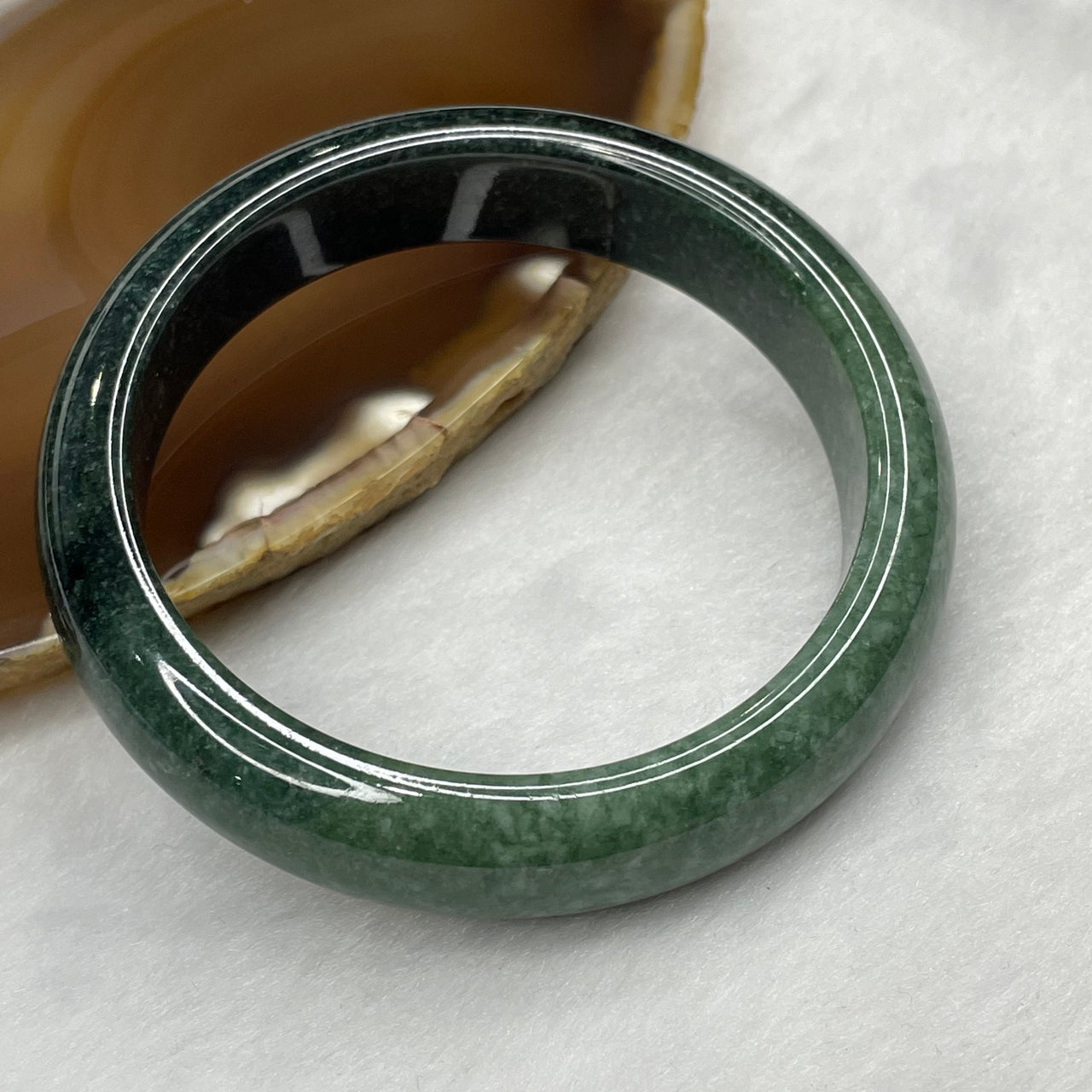 Type A Green Jadeite Bangle 58.52g inner diameter 55.7mm 13.5 by 8.1mm - Huangs Jadeite and Jewelry Pte Ltd