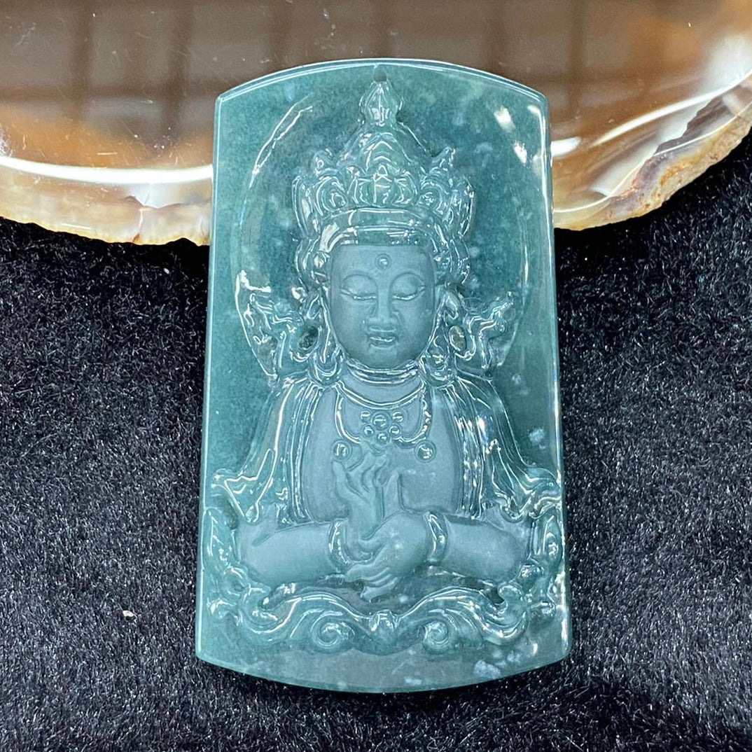 Type A Blueish Green Jade Jadeite Guan Yin - 39.87g 60.6 by 36.2 by 9.6mm - Huangs Jadeite and Jewelry Pte Ltd