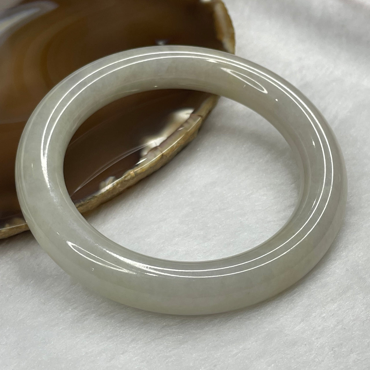 Type A Faint Green Jadeite Bangle 77.33g inner diameter 58.4mm 11.8 by 11.3mm - Huangs Jadeite and Jewelry Pte Ltd