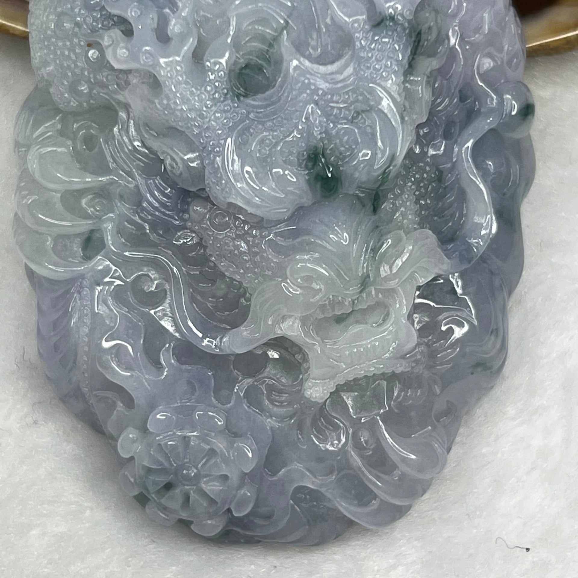 Type A Lavender and Green Piao Hua Jade Jadeite Dragon Pendant 103.24g 67.8 by 47.1 by 20.8 mm - Huangs Jadeite and Jewelry Pte Ltd