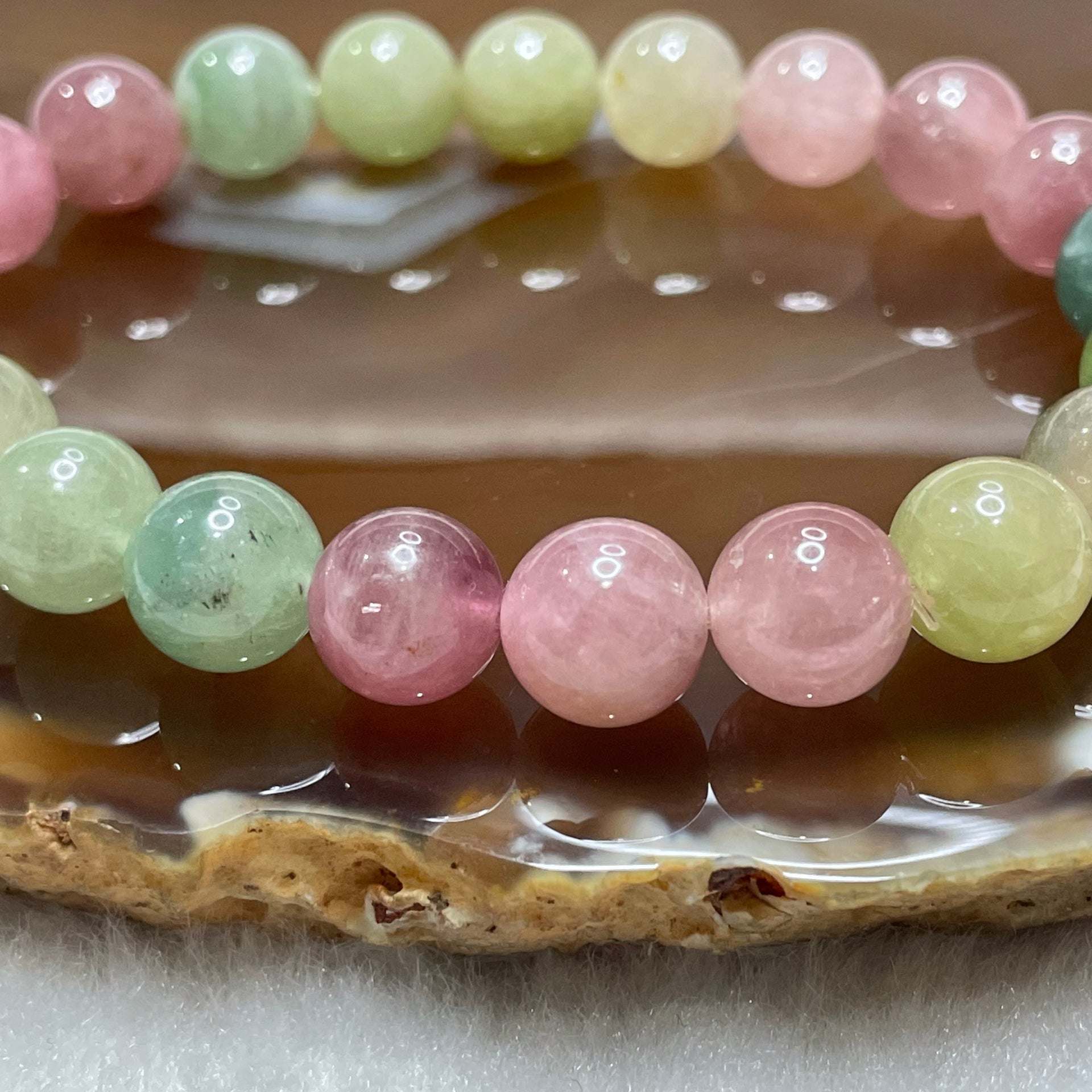 Natural Tourmaline Crystal Bracelet 电气石 29.28g 9.8mm/bead 21 beads - Huangs Jadeite and Jewelry Pte Ltd