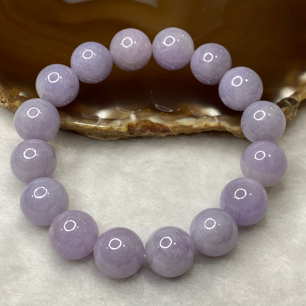 Type A Deep Lavender Jadeite Bracelet 58.86g 13.1mm 16 Beads - Huangs Jadeite and Jewelry Pte Ltd