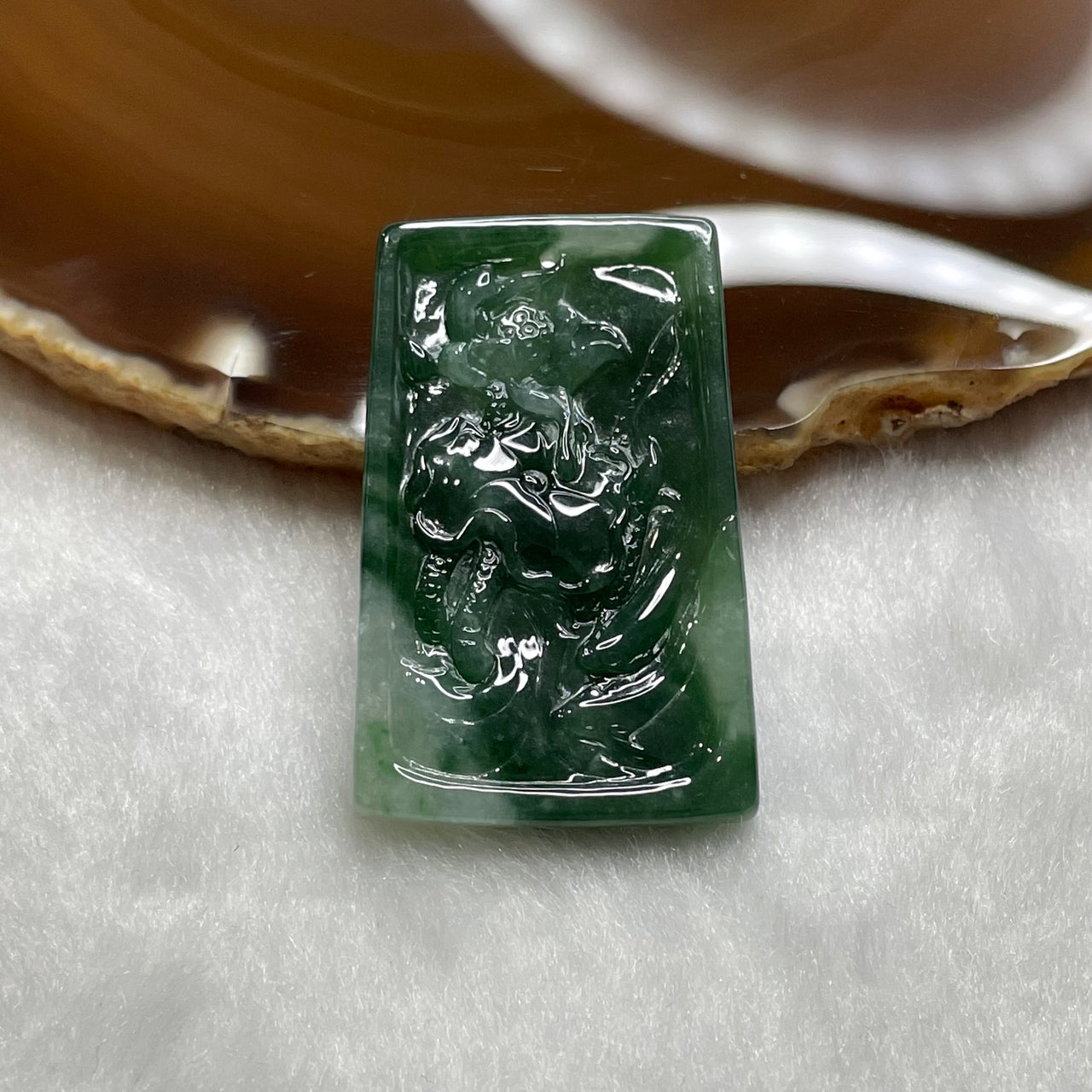 Type A Lotus Flower Jade Jadeite 13.97g 40.1 by 25.3 by 5.1mm - Huangs Jadeite and Jewelry Pte Ltd