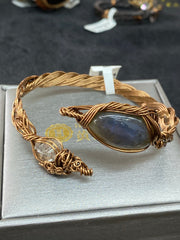 Labradorite & Herkimer Quartz copper Bracelet 26.84g - Huangs Jadeite and Jewelry Pte Ltd