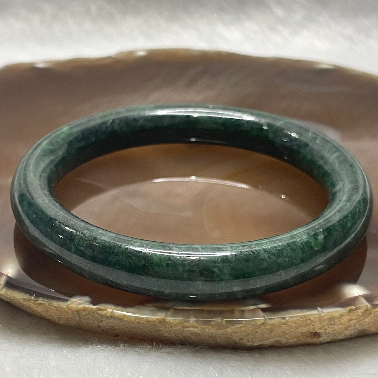 Type A Green Jade Jadeite Bangle - 50.58g Inner Diameter 58.0mm Thickness 10.4 by 10.1mm - Huangs Jadeite and Jewelry Pte Ltd