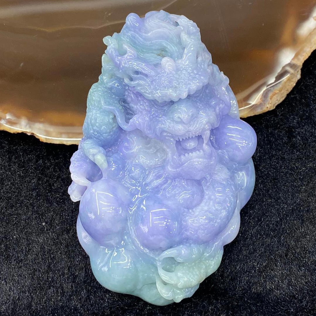 Rare High End Type A Burmese Lavender Jade Jadeite Dragon - 124.67g 78.8 by 50.3 by 24.8mm - Huangs Jadeite and Jewelry Pte Ltd