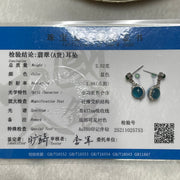 RARE Type A Blue Jade Jadeite Earring 18k white gold, natural diamonds & white sapphires 2.52g 21.7 by 8.7 by 5.2mm - Huangs Jadeite and Jewelry Pte Ltd