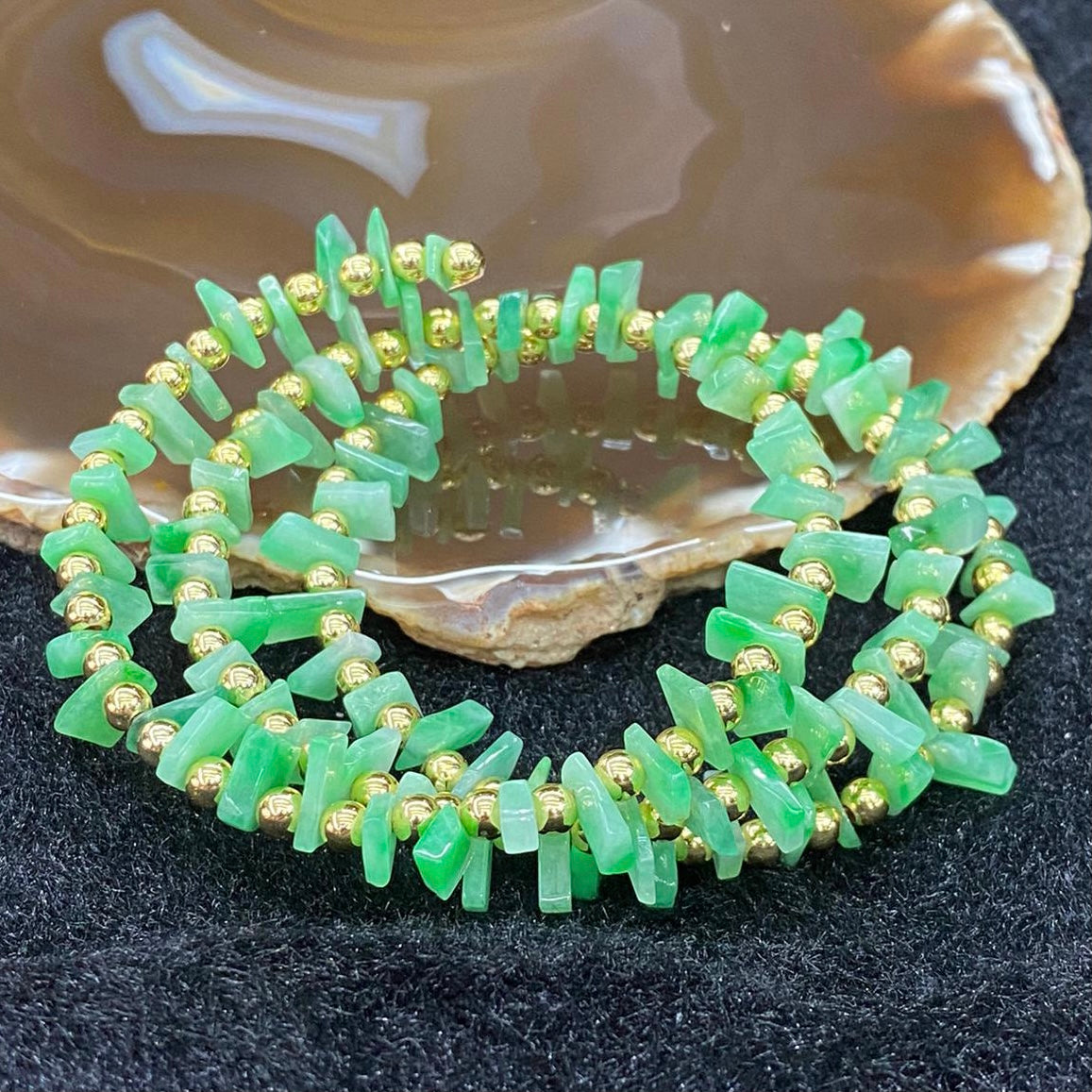 Type A Burmese Apple Green Jade Jadeite Copper Bracelet - 31.07g size adjustable - Huangs Jadeite and Jewelry Pte Ltd