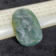 Type A Icy Blueish Green Jade Jadeite Zhong Kui Pendant - 34.3G 66.2 by 44.5 by 6.6mm - Huangs Jadeite and Jewelry Pte Ltd