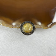 Natural Golden Rutilated Quartz 925 Silver Ring US 7 HK 17 6.17g 17.8 by 17.9 by 7.4mm - Huangs Jadeite and Jewelry Pte Ltd